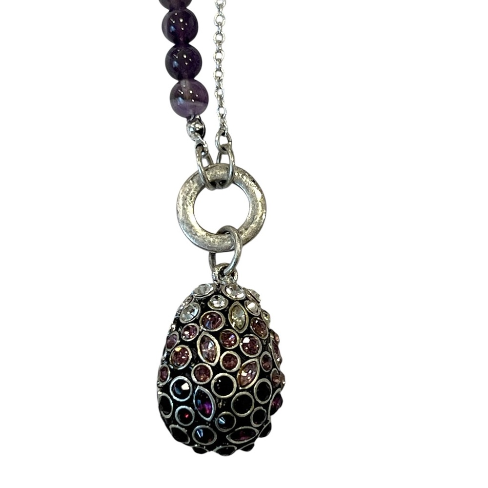 Avon Purple Crystal Pavé Teardrop Pendant Necklace